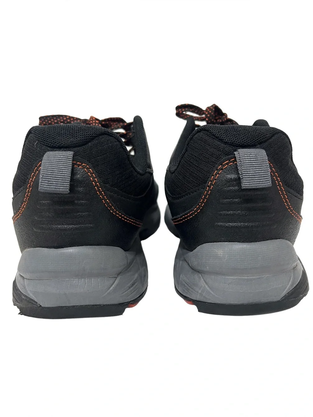 Black and Gray Men's Athletic Sneakers with Orange Accents